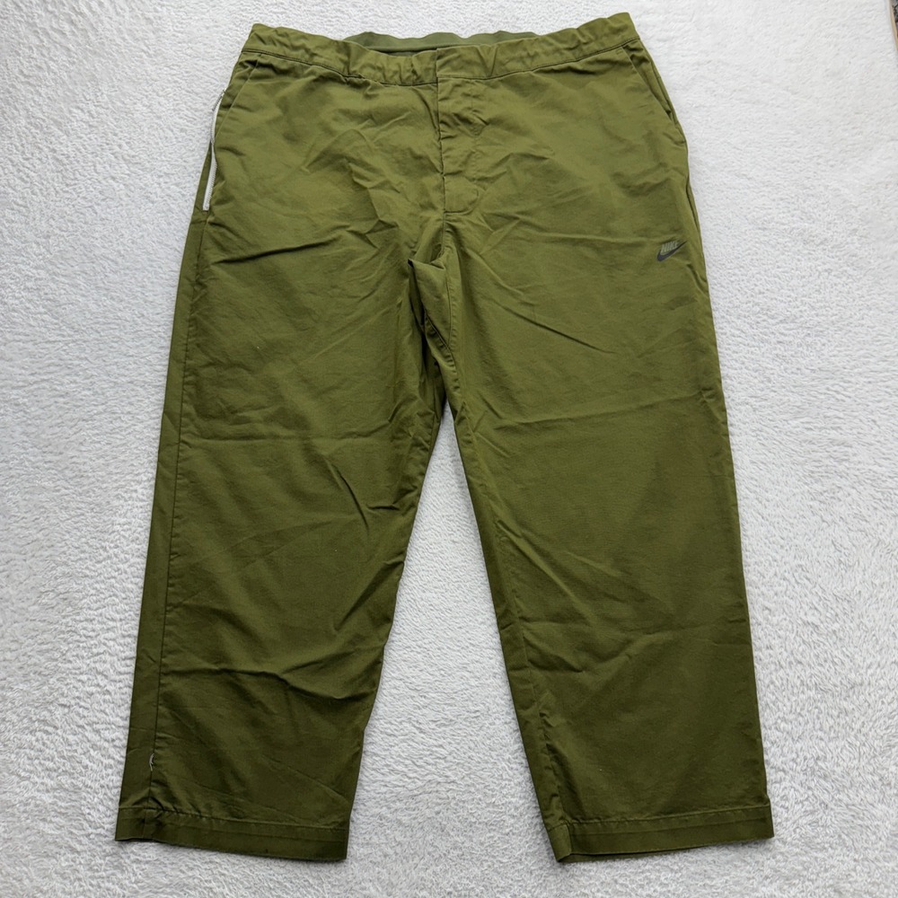 Nike Mens Olive Green Relaxed Straight Leg Casual Pants Size 40 Golf